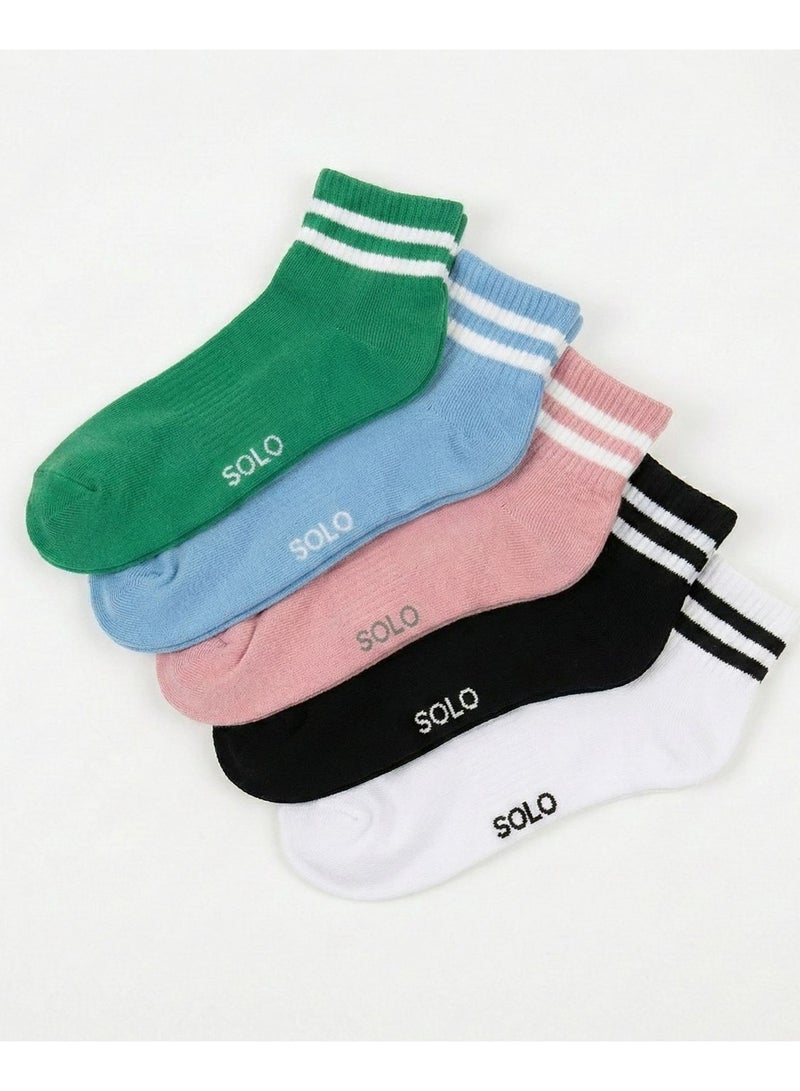 سولو باك يحتوي علي 5 قطع شراب مخطط قطن الوان بناتي - Image 2